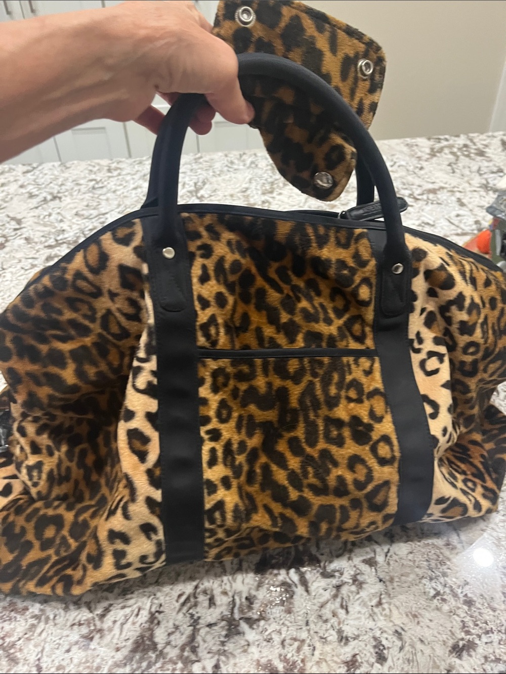 Nine West Leopard Print Travel Tote with Black Trim